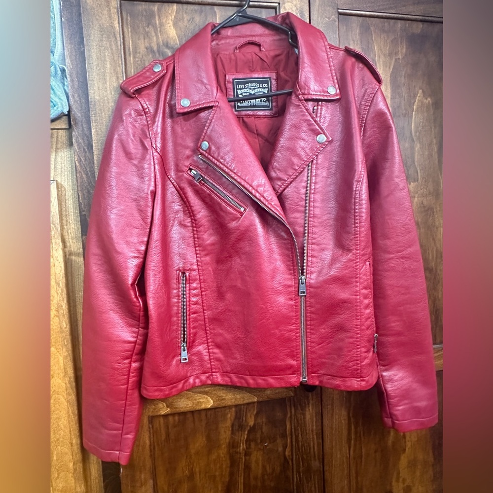 Levi's Vibrant Red Leather Jacket for Women